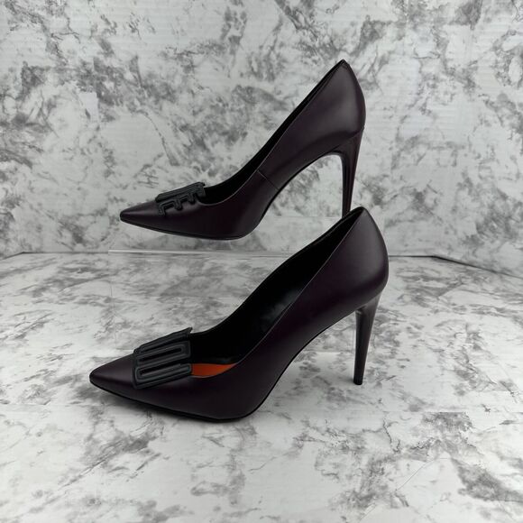 KENZO Womens LOVE Pump Heels Size 38 / 7.5 Deep Wine Maroon Black Love - Picture 5 of 8